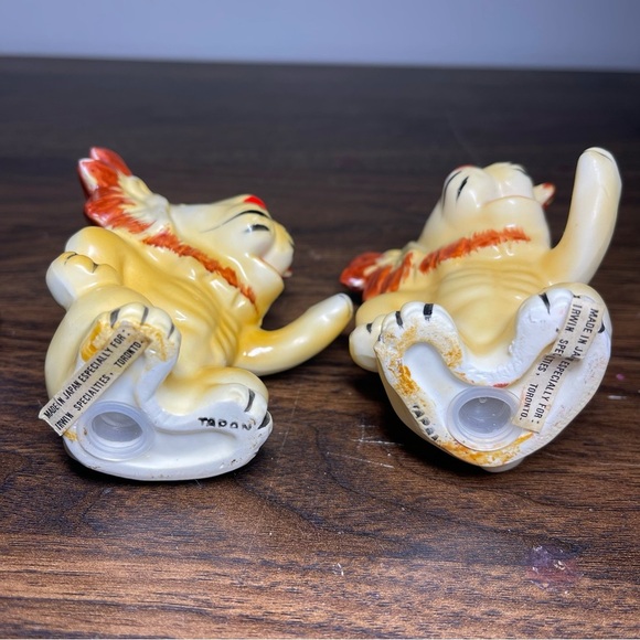 Vintage 1950s Anthropomorphic Lion Ceramic Salt & Pepper Shakers Made in Japan - Picture 5 of 7